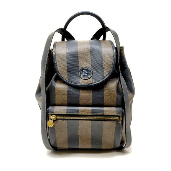 Fendi Handbags - Fendi Penguin Stripes BackPack Bag Brown PVC